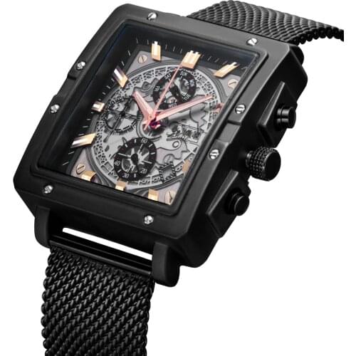 6.11 Fashion Sports Six Pin Multifunctional Quartz Watch Metal Mesh Waterproof Luminous Watch Stainless Steel Mens Watch