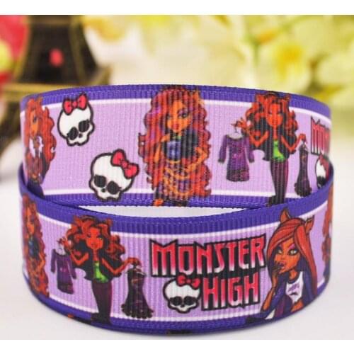 22mm 25mm 38mm 75mm Ruban satin Monster High Clawdeen Wolf Cartoon printed Grosgrain Ribbon party decoration 10 Yards X-00055