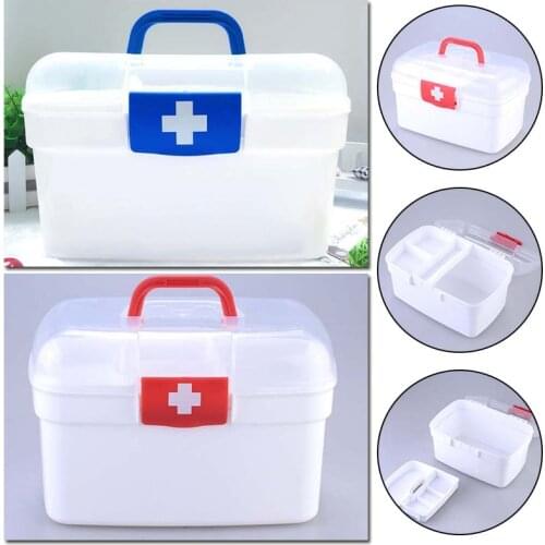 1PC Large Family Home Medicine Chest Cabinet Health Care Plastic Drug First Aid Kit Box Storage Boxs Double Layer S/M/L/XL Size