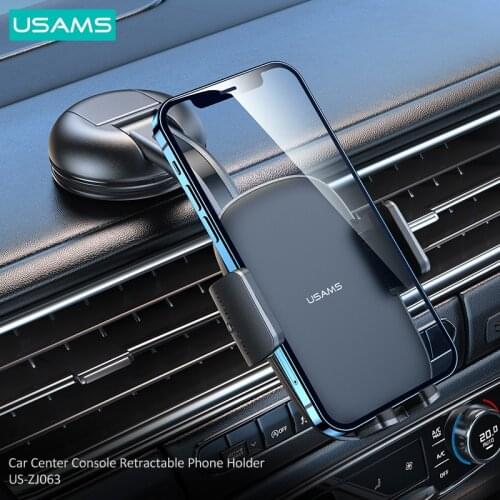 USAMS Sucker Car Phone Holder Center Console Retractable Phone Holder Stand in Car GPS Mount Support For iPhone Xiaomi HUAWEI