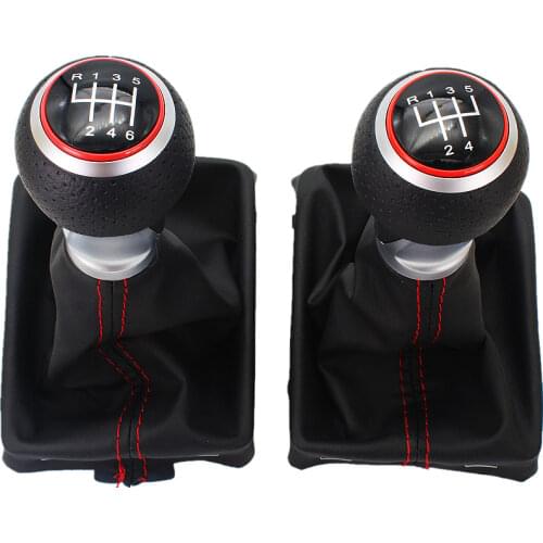 For Audi A6 C6 (2004-2012) A4 S4 B8 8K A5 8T 8F Q5 8R 2007-2015 Car 5 Speed / 6 Speed Car Shift Gear Knob With Real Leather Knob