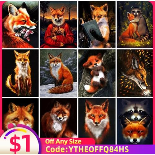 EverShine Diamond Embroidery Fox 5D Diamond Painting Full Drill Square Animals Cross Stitch Rhinestones Art Sale Home Decor