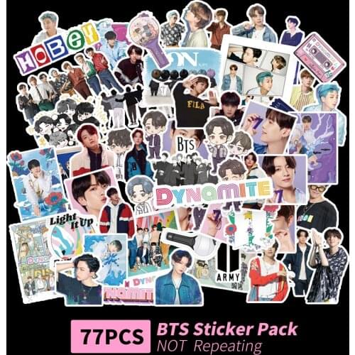 KPOP 77PCS/SET Bangtan Boys Stickers Poster DYNAMITE New Album JUNG KOOK JIMIN JIN SUGA Cartoon Stickers Home Book Decor DIY