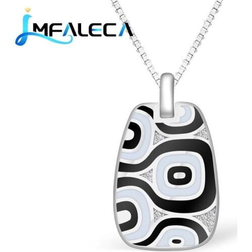 LMFALECA Pure 925 Silver Jewelry Pendant for Women Luxury White Black Totem Enamel Necklace Box Chain Fine Anniversary Jewelry