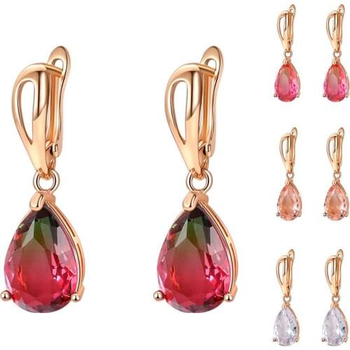 Fashion Vintage Christmas Lady Teardrop Faux Stone Inlaid Dangle Leverback Earrings Wedding Party Earrings For Woman Xmas Gif