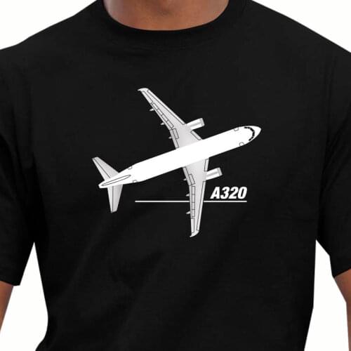 Men T Shirt 2018 Summer 100% Cotton Cartoon Classic Airbus A320 Aircraft Plan View Normal Short Sleeve Cotton T Shirts
