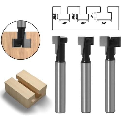 6mm 1/4 Black T-Slot & T-Track Router Bit Set Shank Keyhole Milling Cutter Carbide Groove Forming Woodworking Tools