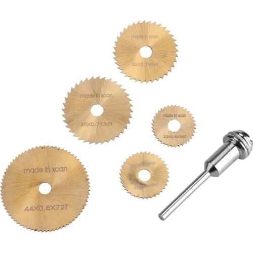 6Pcs HSS Circular Saw Blade Set Circular Cutting Blades Mandrels Drills Rotary Tools For Wood Cutting Wheel