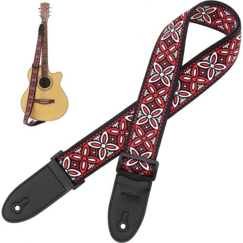 Nylon Adjustable Printing Flower Guitar Strap with National Style for Acoustic Electric Bass Guitar