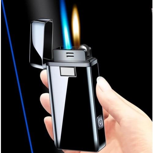 New Windproof Torch Flint Lighter Jet Free Fire Double Fire Conversion Gas Butane Inflatable Metal Cigarette Lighters Gadgets