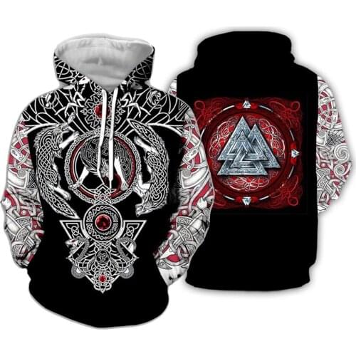 PLstar Cosmos 2019 New Fashion Men hoodies 3D All Over Printed Viking Tattoo Hoodiest/sweatshirt Apparel Viking Transfer s-4
