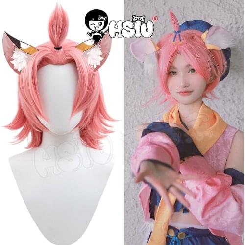 Diona cosplay wig Game Genshin Impact cosplay HSIU Smoke powder gradient color short hair+Free Brand wig Cap+Hair rope