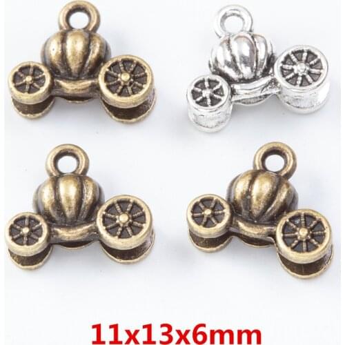 50 pieces of retro metal zinc alloy pumpkin car pendant for DIY handmade jewelry necklace making 7615
