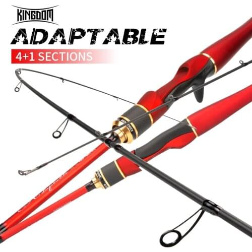 KINGDOM ADAPTABLE Portable Fishing Rod 1.8-2.28m L/ML/L Power Lure Wt5-28g 4+1 Sections High Carbon Lure Rod Travel Fishing Rods