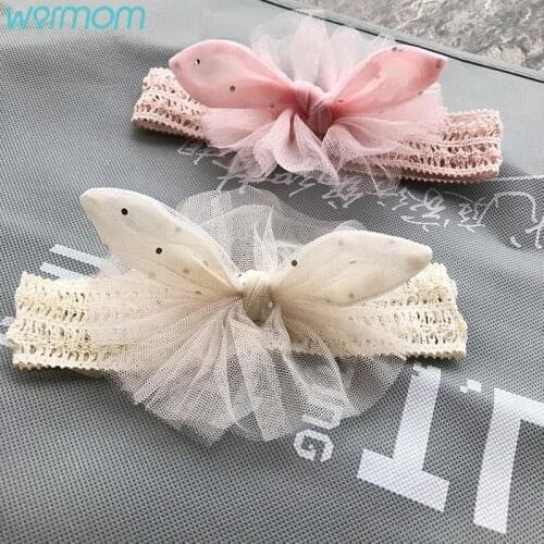 Warmom Newborn Kids Baby Headwear Kids Hair Accessories Pink Color Rabbit Bowknot Headband Turban Wrap Elastic Hair Band
