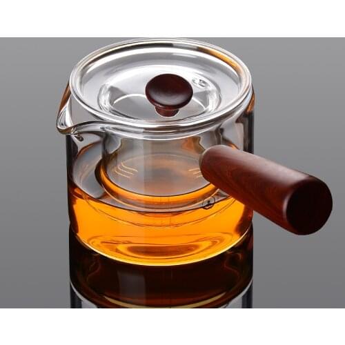 Transparent Glass Tea Kettle Creative Black Tea Pot With Handle High Temperature Resistance Puer Flower Tea Jug Teapot Set