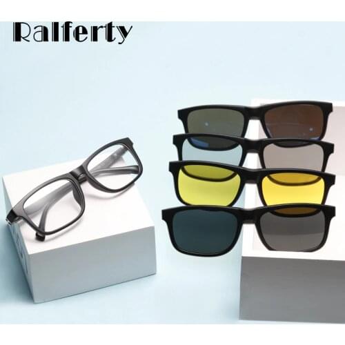 Ralferty Student 5 In 1 Magnetic Sunglass Kids Child Clip On Glasses TR90 Optic Prescription Glasses Frames 3D Spectacle TR8006