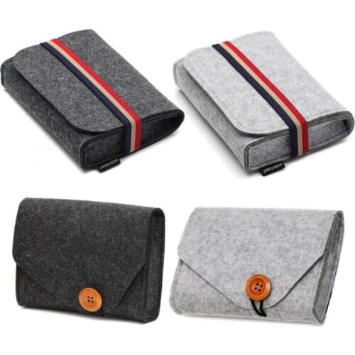 Storage Bag Travel Storage Organization Key Coin Package Mini Felt Pouch Earphone TF Card Power Bank Data Cable Home Organizer
