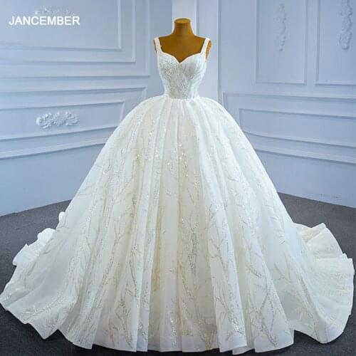 J67246 JANCEMBER White Elegant Atmospheric Applique Print Pattern Design Wedding Bridal Dress Sweetheart Collar Trailing Skirt