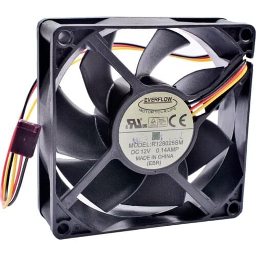 R128025SM 8cm 80mm fan 80x80x25mm DC12V 0.14A 3 lines 3pin speed monitoring quiet chassis power supply CPU cooling fan