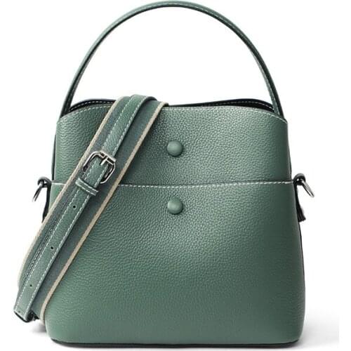 Women Casual Handbag Ladies Shoulder Bag Leather Small Bucket For Female Simple Solid Crossbody Bag High Quality Messenger Bag