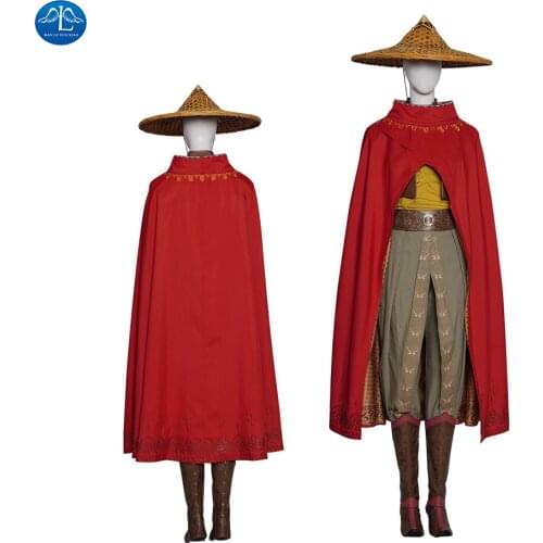 Raya and The Last Dragon Cosplay Costume Raya Battle Suit Women Halloween Outfit Red Cloak Dragon Princess Dress Custom Made