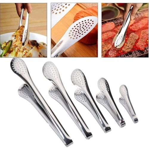 1Pc Steel Kitchen Tong Heat Resistant Hollow-Out Barbecue Tongs Tongs Accessories Kitchen Tools BBQ Food Tools L0J5