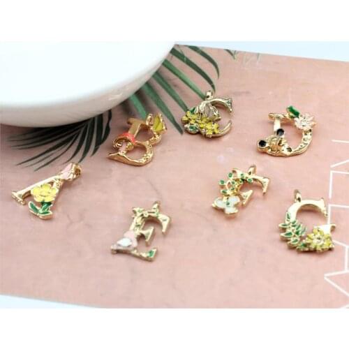 10pcs Flower English Letter Necklace Initials Name Necklaces Statement Pendant For Women Best Birthday Gift Diy Accessories