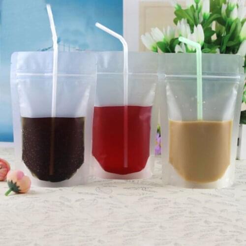 100pcs Zip Lock Packing Bag Stand Up Pouch Resealable Zipper Frosted Transparent Plastic Bags Food Nuts Storage Display Bag