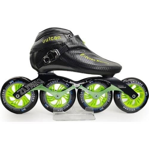 2020 COOL GREEN CITYRUN Vulcan Carbon Fiber Inline Speed Skates Patines with Zip Lock Race Competition 4 Wheels Shoes 100 110mm