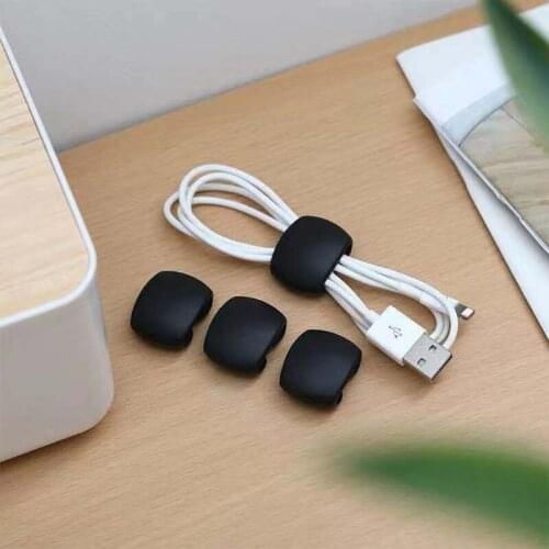 4Pcs Cable Organizers Clips Winder Solid Color Earphone Cord Wire Holder Round Mini Clips USB Storage Reuse Tidy