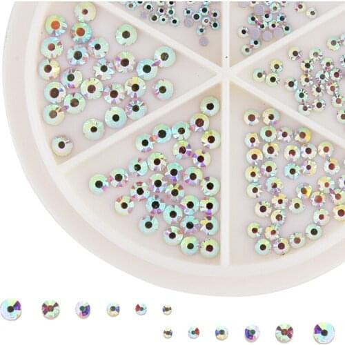 6 Grids/Wheel 3D Nail Diamond Stone Strass AB Rhinestones Mixed Size Beads Glitter Jewelry Gems for DIY Nail Art Decoration