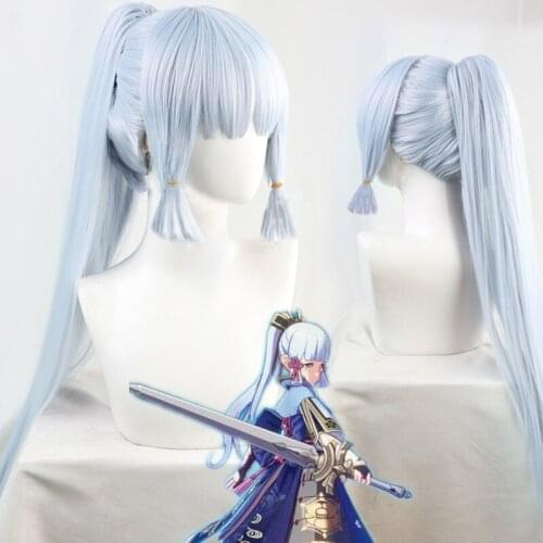 Anime Silver Wig Game Genshin Impact Cosplay Accessories Swordsman Miss Shen Li Ling Hua Cos Props Halloween Lolita Costume Girl