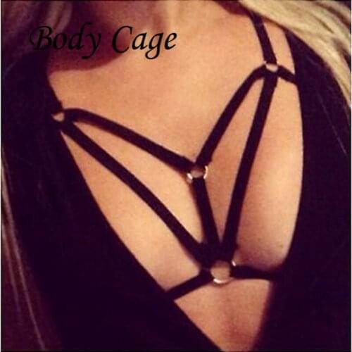 Body Cage halloween costumes New Fashion Goth Women Chest underbust Studded Strap Cage Bondage Lingerie Bust Bra Black