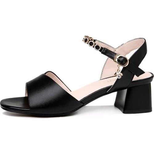 6023 Summer New Guciheaven Open Toe Thick Heel Sandals Strap Buckle Solid Color Shoes