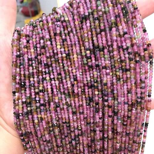 Natural Stone Faceted Tourmaline Small Beads Loose spacer beads for Jewelry Making DIY Necklace Bracelet Accessories 2x3mm