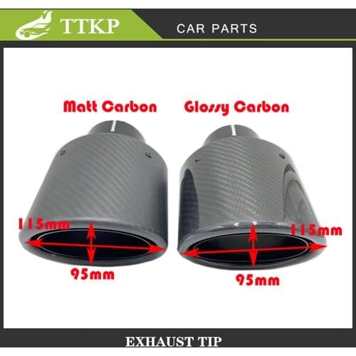 1 Piece Glossy Or Matt Carbon Fiber Car Mufflers Tip Exhaust Pipe Nozzle Decoration Universal Stainless Tail Oval Width 115mm