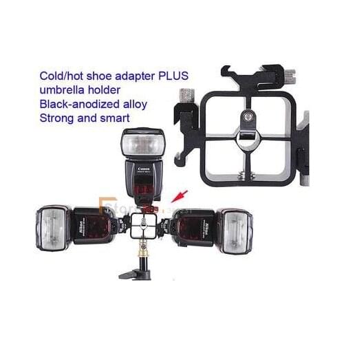 All-metal Tri-Hot Shoe Flash Stand Adapter Bracket Mount Trigger umbrella holder With tracking number