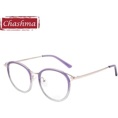 Chashma Gradient Color Round Purple Acetate Girl Blue Eyewear Student Prescription Glasses Frame Women Optical Spectacle