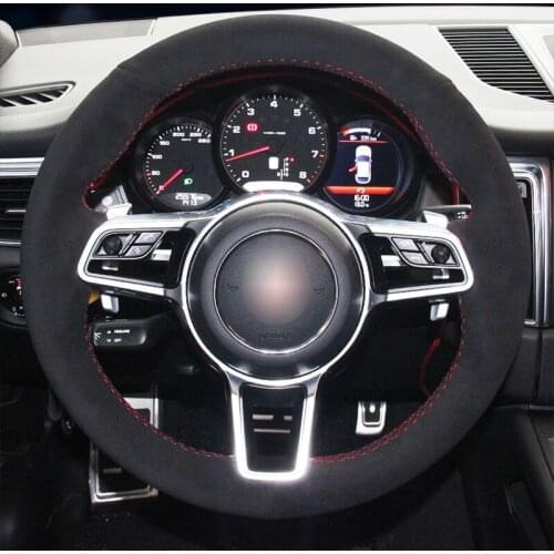 Black Suede Car Steering Wheel Cover For Porsche Cayenne Macan Panamera 911 996 997 959 Cayman Boxster