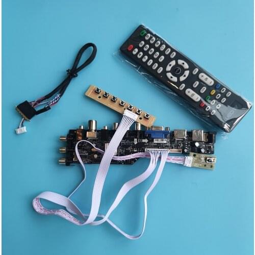 Kit For LTN140KT08-801/LTN140KT09-801 LED USB VGA TV 1600X900 40pin DVB-T DVB-T2 Signal controller board digital HDMI remote 14"