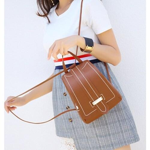 Hot Selling Cover Contrast Stitching Sewing Shell Backpack Retro Style Student Daily Bag -B5