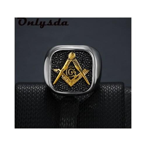 Stainless Steel Men Rings Masonic Anel Freemasonry Punk Rock Hip Hop for Biker Male Boyfriend Jewelry Creativity Gift Wholesale