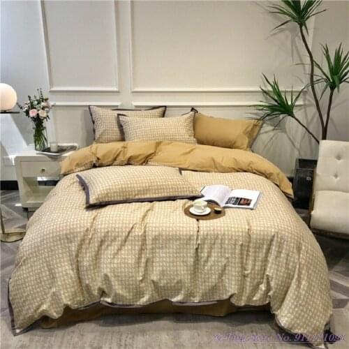 Cool Quality Bedding Set Autumn Winter 80 double-sided pure Cotton 4pcs Houndstooth Nordic Light Luxury Bed Llinen Duvet Cover