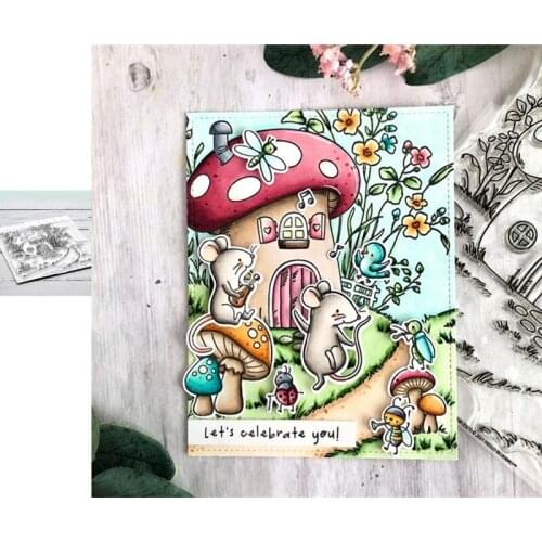 Mushroom House Diy Metal Cutting Diary Dies And Stamps Stencils For Scrapbooking Stamps Embossing Mold Diy Paper Cards Craft