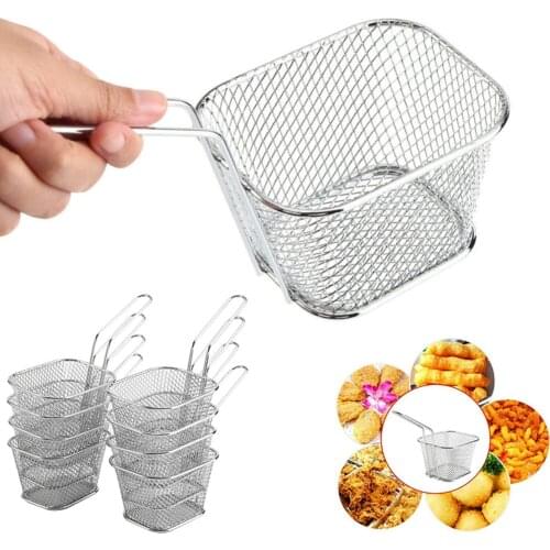 8Pcs Mini Stainless Steel Chips Deep Fry Baskets Food Presentation Strainer Potato Cooking Tool