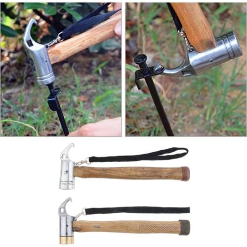 Multipurpose Camping Tent Mallet Hammer Peg Stake Puller Remover wood handle