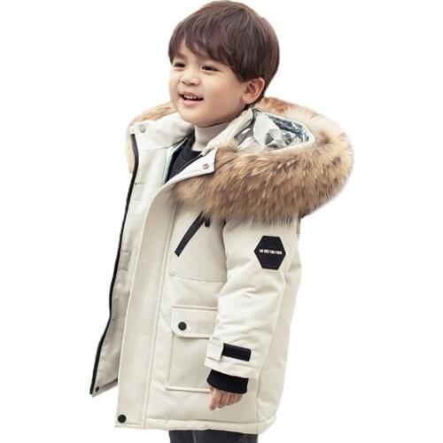 Fashion Winter Children Down ​Coat Parkas 2021 New Windproof Kids Jacket Real Fur Collar Boys Coat Warm Girl Outerwear 2-8 Yrs