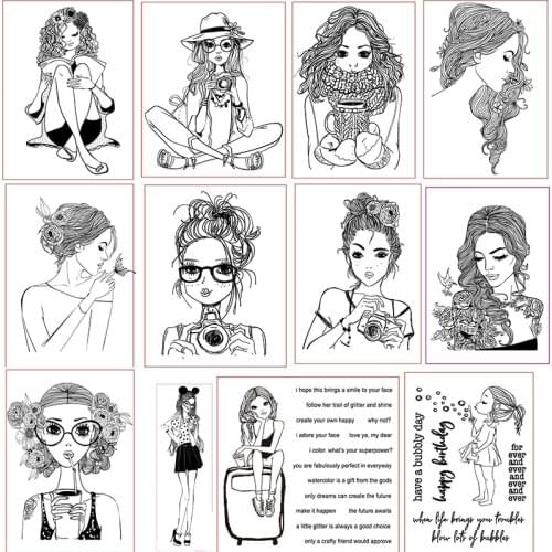 Fashion Girls Quiet Sexy Lively Clear Silicone Stamps Scrapbooking Craft Decorate Photo Album Embossing Cards Clear Stamps New