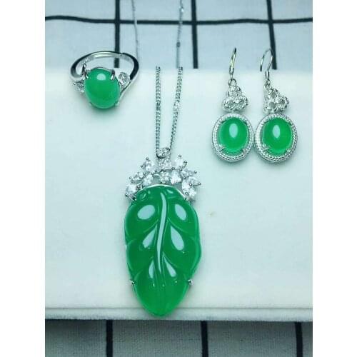 C20#925 silver inlaid natural chalcedony set